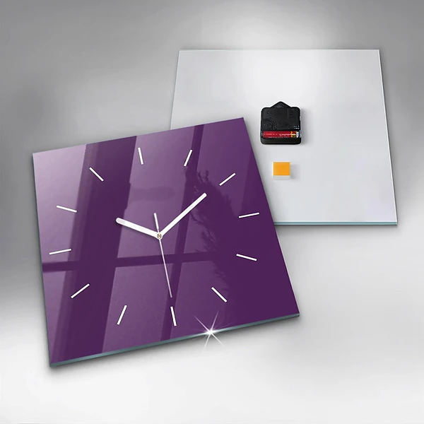 Wanduhr quadratisch mit motiv Farbe lila