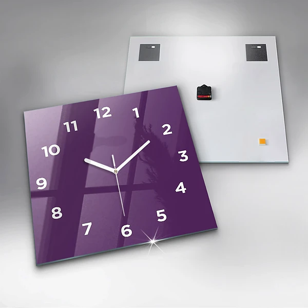 Wanduhr quadratisch mit motiv Farbe lila
