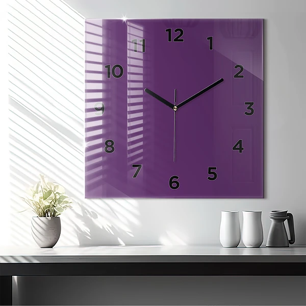 Wanduhr quadratisch mit motiv Farbe lila