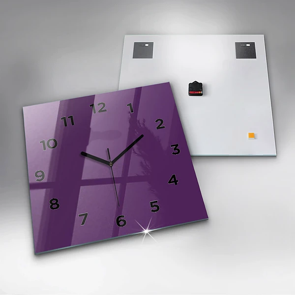 Wanduhr quadratisch mit motiv Farbe lila