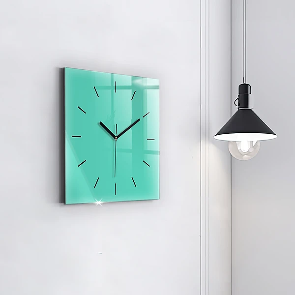 Wanduhr quadratisch Farbe Türkis