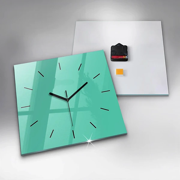 Wanduhr quadratisch Farbe Türkis