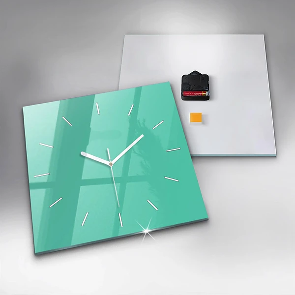 Wanduhr quadratisch Farbe Türkis
