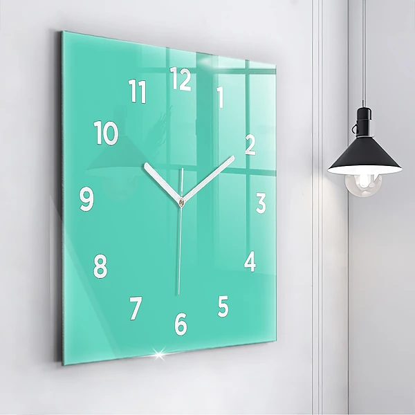 Wanduhr quadratisch Farbe Türkis