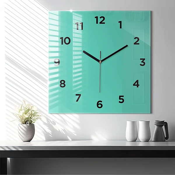 Wanduhr quadratisch Farbe Türkis