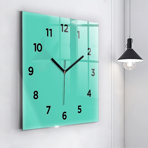 Wanduhr quadratisch Farbe Türkis