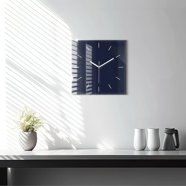Wanduhr quadratisch mit motiv Farbe dunkelblau