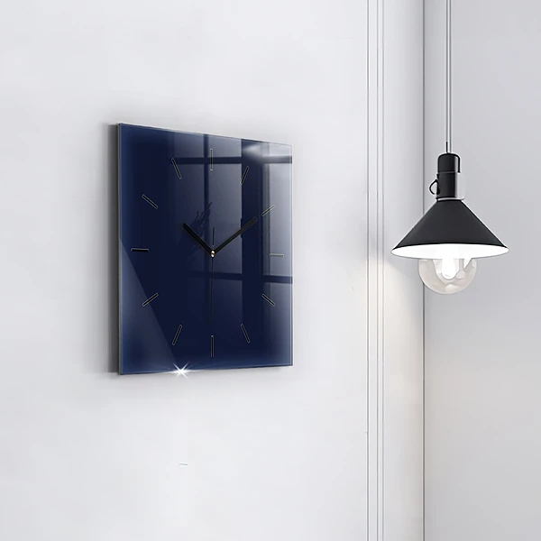 Wanduhr quadratisch mit motiv Farbe dunkelblau