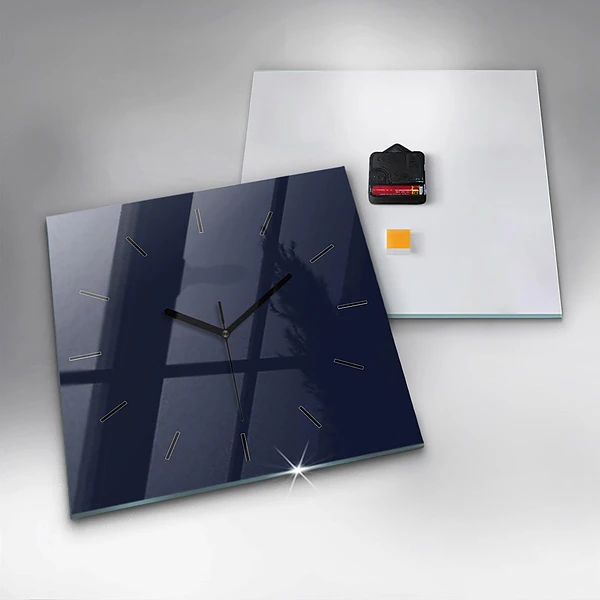 Wanduhr quadratisch mit motiv Farbe dunkelblau