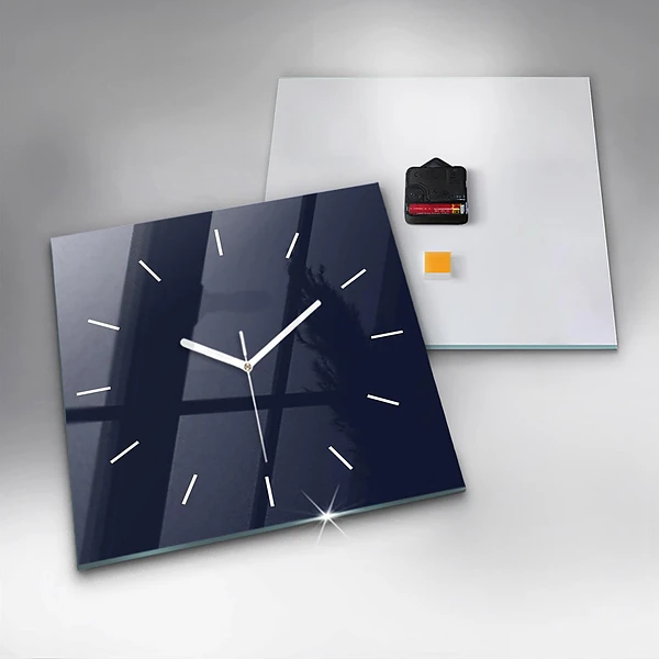 Wanduhr quadratisch mit motiv Farbe dunkelblau