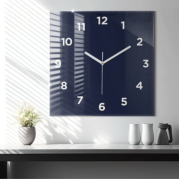 Wanduhr quadratisch mit motiv Farbe dunkelblau