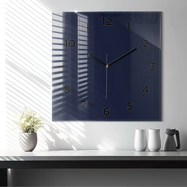 Wanduhr quadratisch mit motiv Farbe dunkelblau