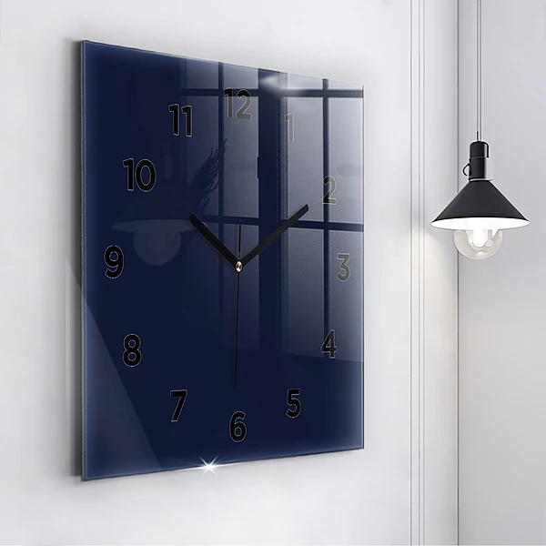 Wanduhr quadratisch mit motiv Farbe dunkelblau