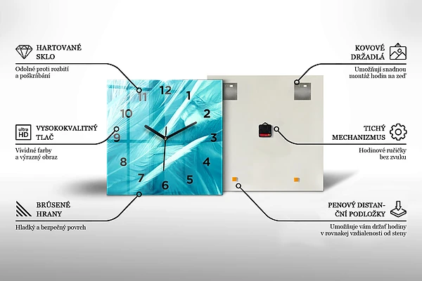Wanduhr quadratisch mit motiv Farbe dunkelblau