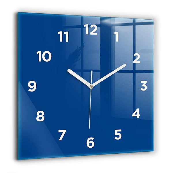 Wanduhr modern quadratisch Farbe blau