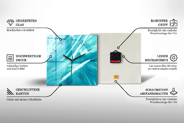 Wanduhr quadratisch mit motiv Farbe braun