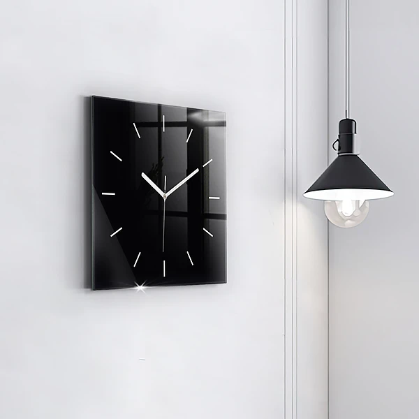 Wanduhr quadratisch Schwarz