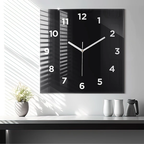 Wanduhr quadratisch Schwarz