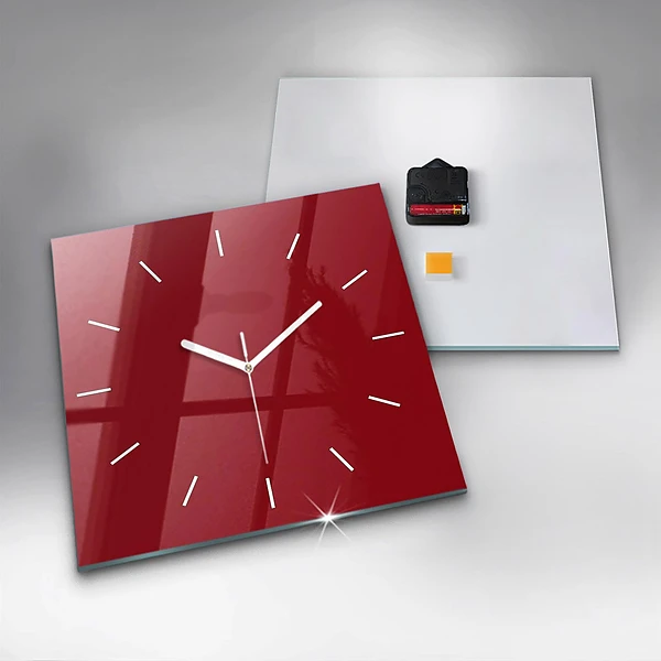 Wanduhr quadratisch mit motiv Die Farbe Rot