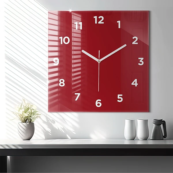 Wanduhr quadratisch mit motiv Die Farbe Rot