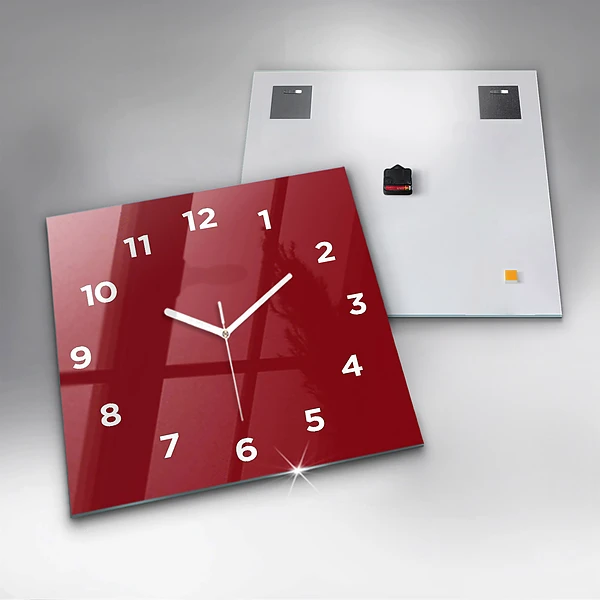 Wanduhr quadratisch mit motiv Die Farbe Rot
