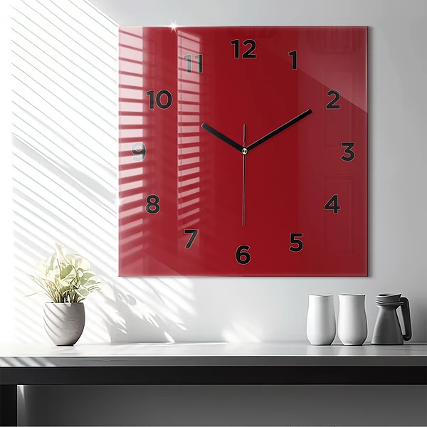 Wanduhr quadratisch mit motiv Die Farbe Rot