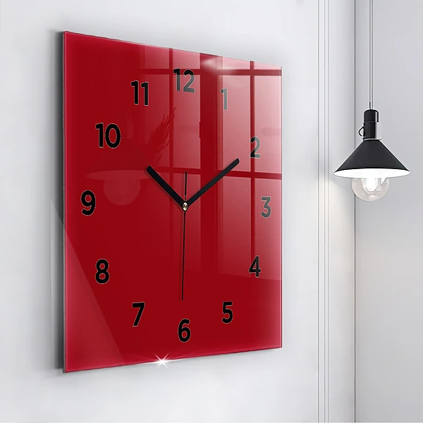 Wanduhr quadratisch mit motiv Die Farbe Rot