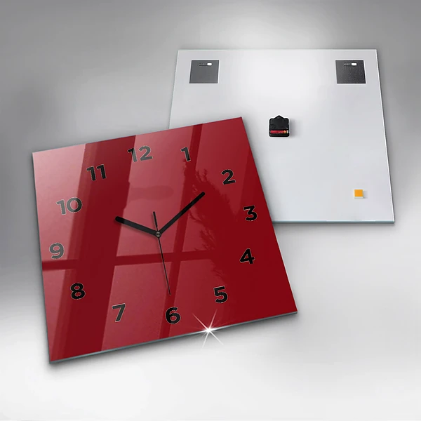 Wanduhr quadratisch mit motiv Die Farbe Rot