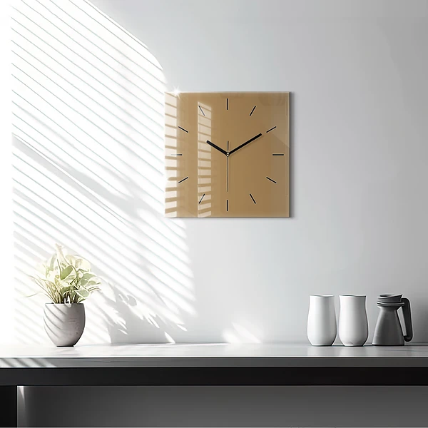 Wanduhr quadratisch Die Farbe Dunkelbeige