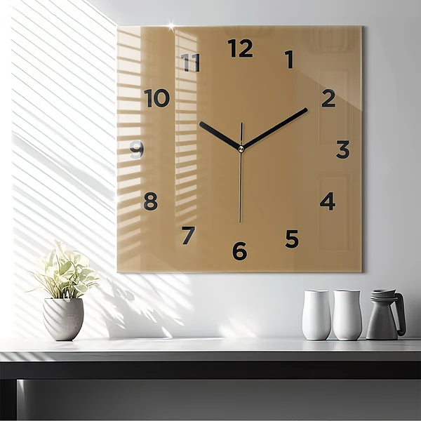 Wanduhr quadratisch Die Farbe Dunkelbeige