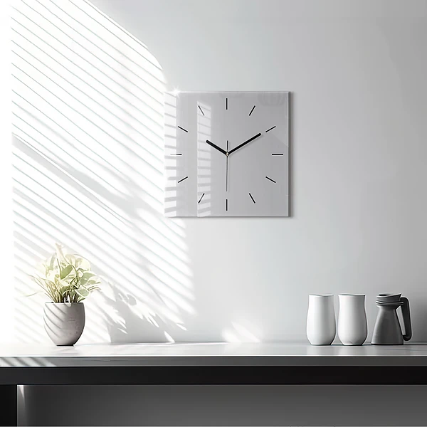 Wanduhr quadratisch mit motiv Farbe hellgrau