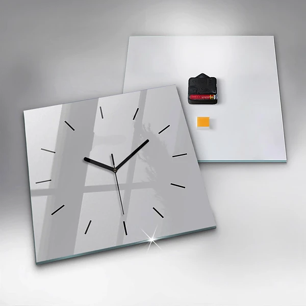 Wanduhr quadratisch mit motiv Farbe hellgrau
