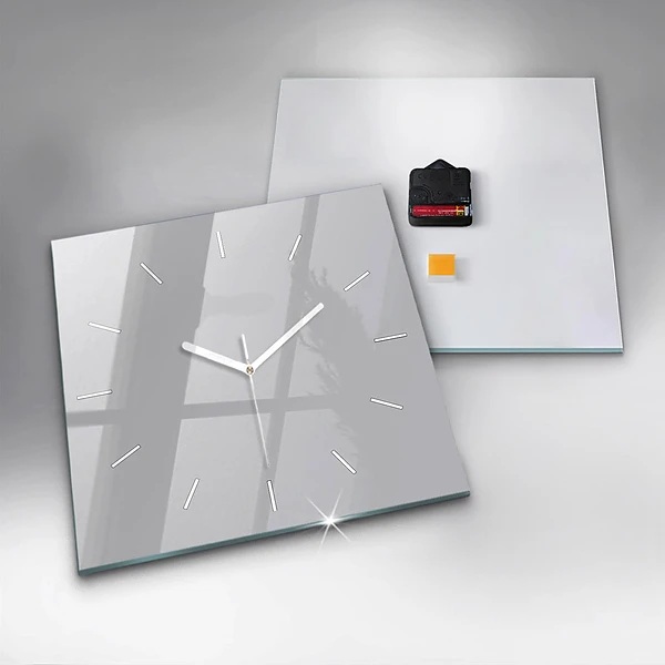 Wanduhr quadratisch mit motiv Farbe hellgrau