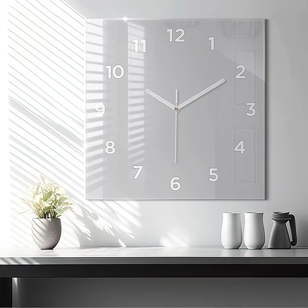 Wanduhr quadratisch mit motiv Farbe hellgrau