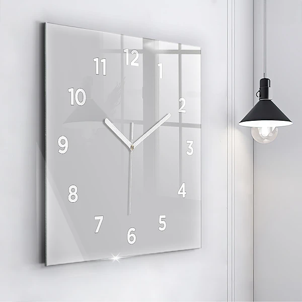 Wanduhr quadratisch mit motiv Farbe hellgrau