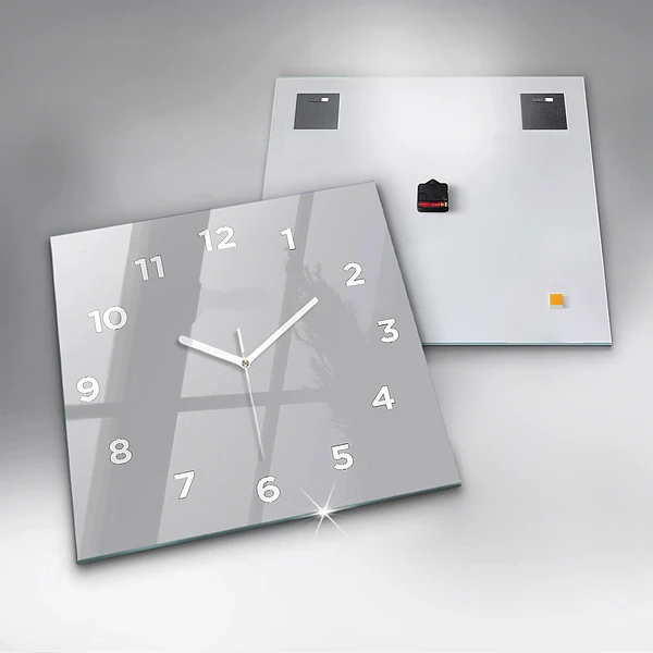 Wanduhr quadratisch mit motiv Farbe hellgrau
