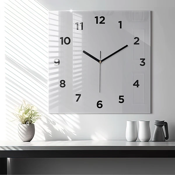 Wanduhr quadratisch mit motiv Farbe hellgrau