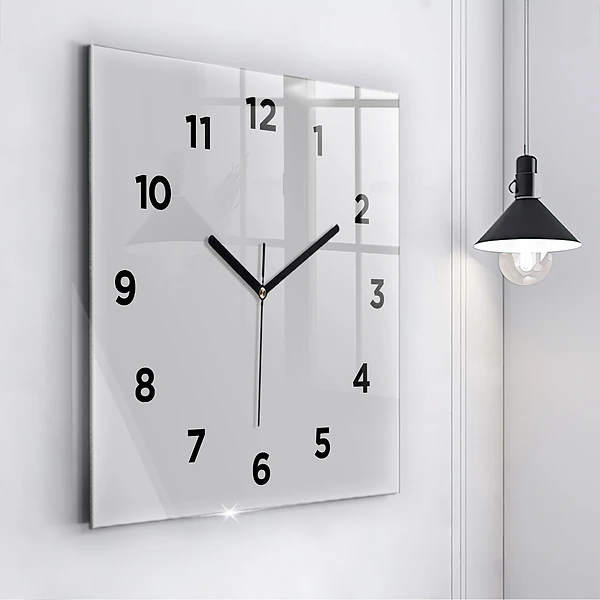 Wanduhr quadratisch mit motiv Farbe hellgrau