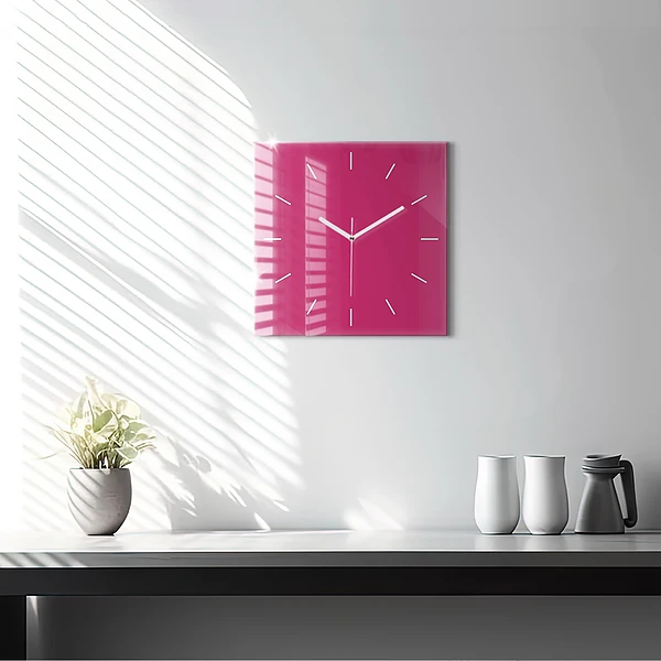 Wanduhr quadratisch Farbe kräftiges Rosa