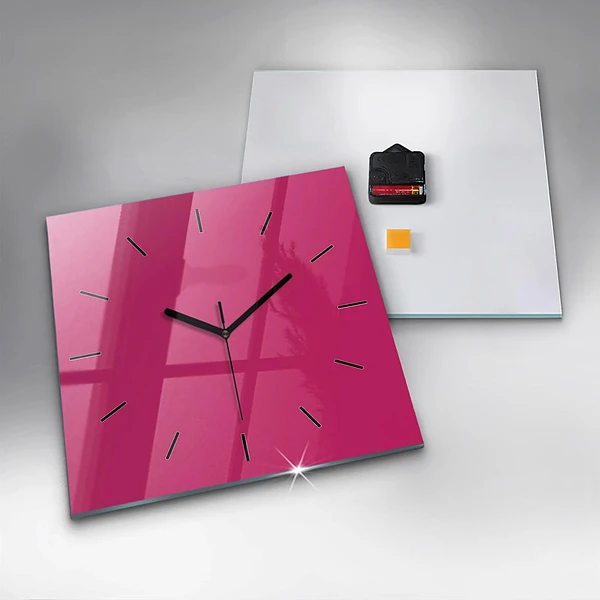 Wanduhr quadratisch Farbe kräftiges Rosa