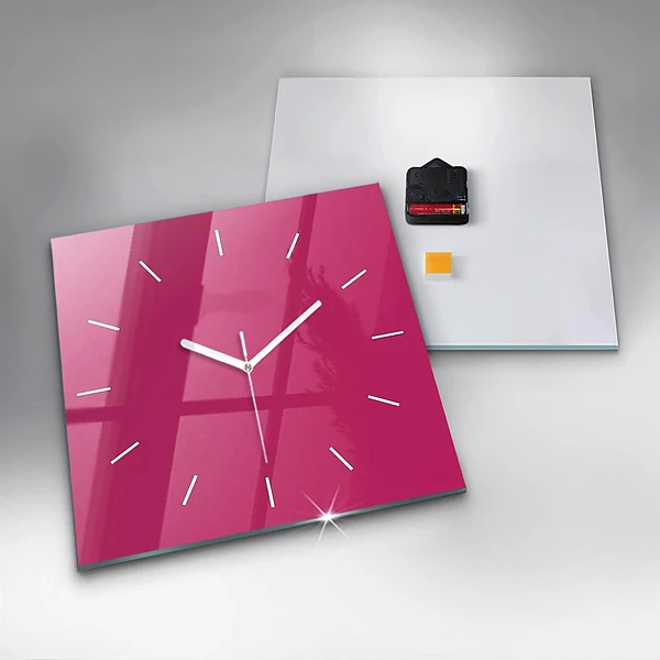Wanduhr quadratisch Farbe kräftiges Rosa