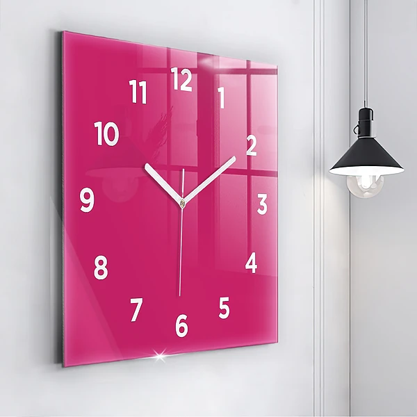 Wanduhr quadratisch Farbe kräftiges Rosa