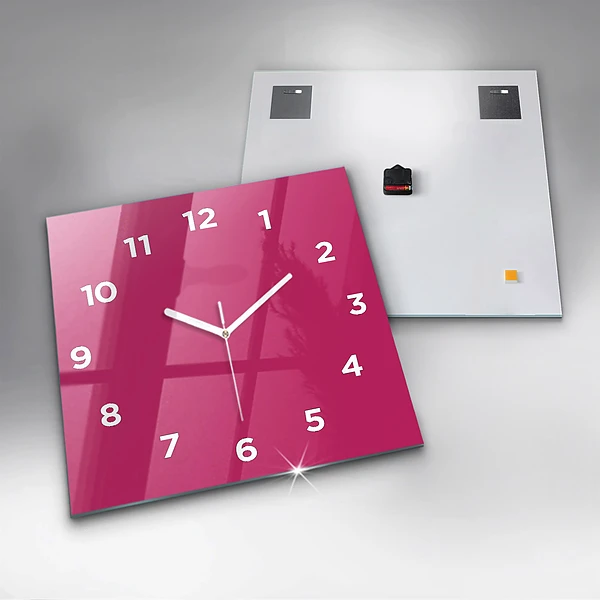 Wanduhr quadratisch Farbe kräftiges Rosa