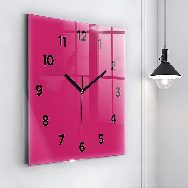 Wanduhr quadratisch Farbe kräftiges Rosa