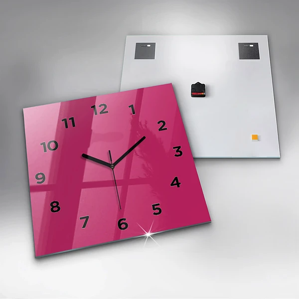 Wanduhr quadratisch Farbe kräftiges Rosa