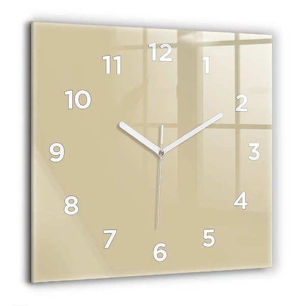 Wanduhr modern quadratisch Farbe beige