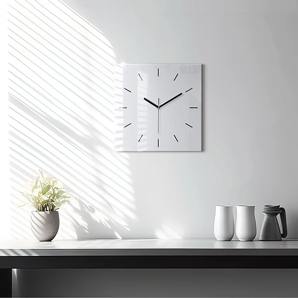 Wanduhr quadratisch Farbe dunkelweiß