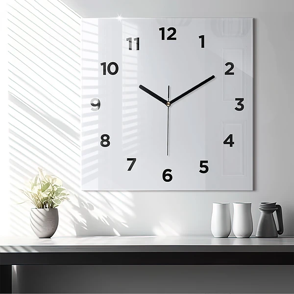 Wanduhr quadratisch Farbe dunkelweiß