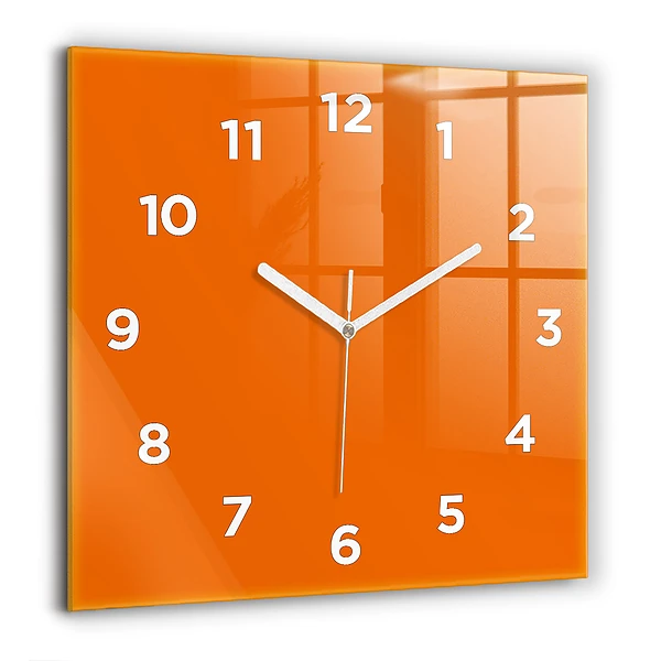Wanduhr modern quadratisch Farbe orange