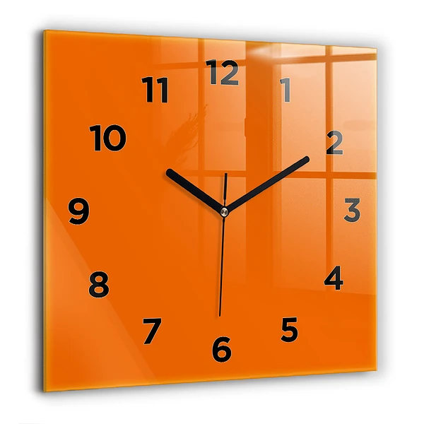 Wanduhr modern quadratisch Farbe orange